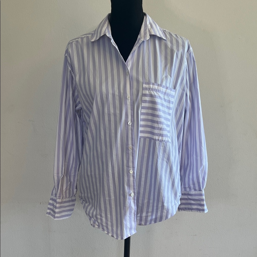 AYR Blue and White Striped Button Down Shirt